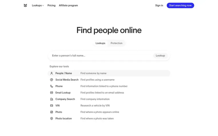 Screenshot of the DeepSearch homepage